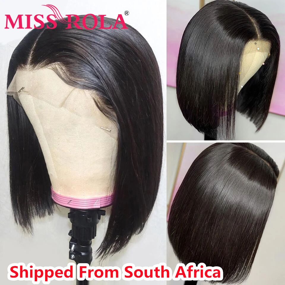 

Miss Rola Hair 13x4 Short Bob Lace Wig Lace Front Human Hair Wigs Brazilian Bob Wig Remy Straight Frontal Hair Wig 150% Density