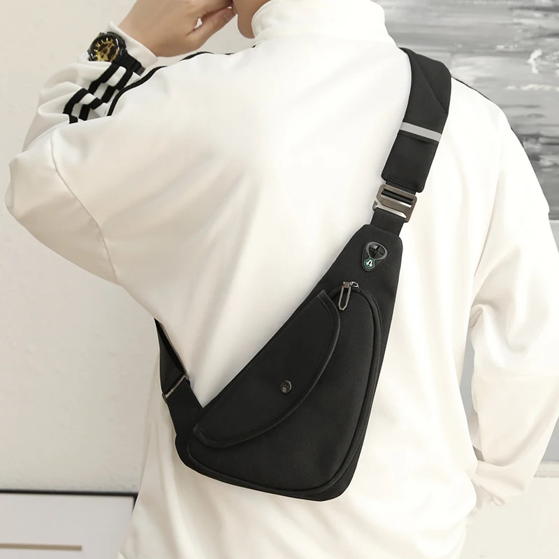 Сумка-слинг мужская на одно плечо светоотражающая полоска |