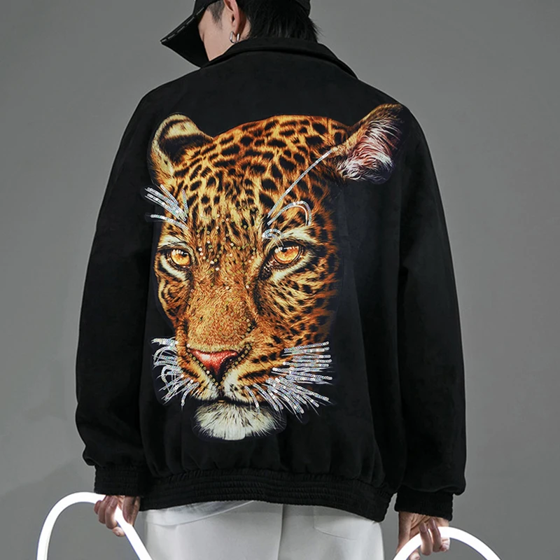 Новинка большой размер блестки 3D леопардовая голова узор ткань животные нашивка