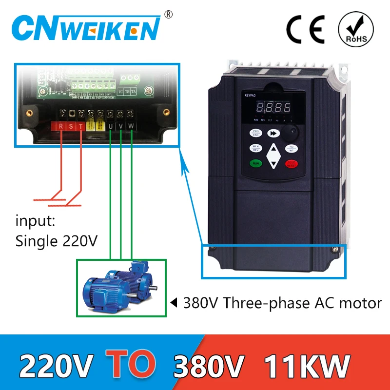 Variable Frequency Inverter 1-ph 220V Input 3-ph 0-380V Output 7.5KW VFD Drive Converter | Обустройство дома
