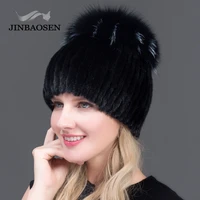 ski caps middle aged women in the winter mink fur womens knitted sweater hat fashionable fashion european and american style