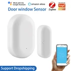 Новый Tuya Zigbee умный дверной Сенсор интеллигентая (ый) связь охранной сигнализации Беспроводной детектор открытия двери и окна Поддержка Tuyaприложение Smart Life