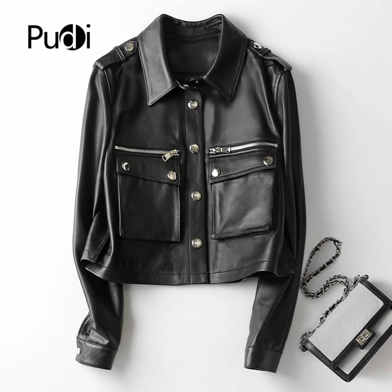PUDI куртка из натуральной овечьей кожи размер выше 2020 хит продаж женские зимние