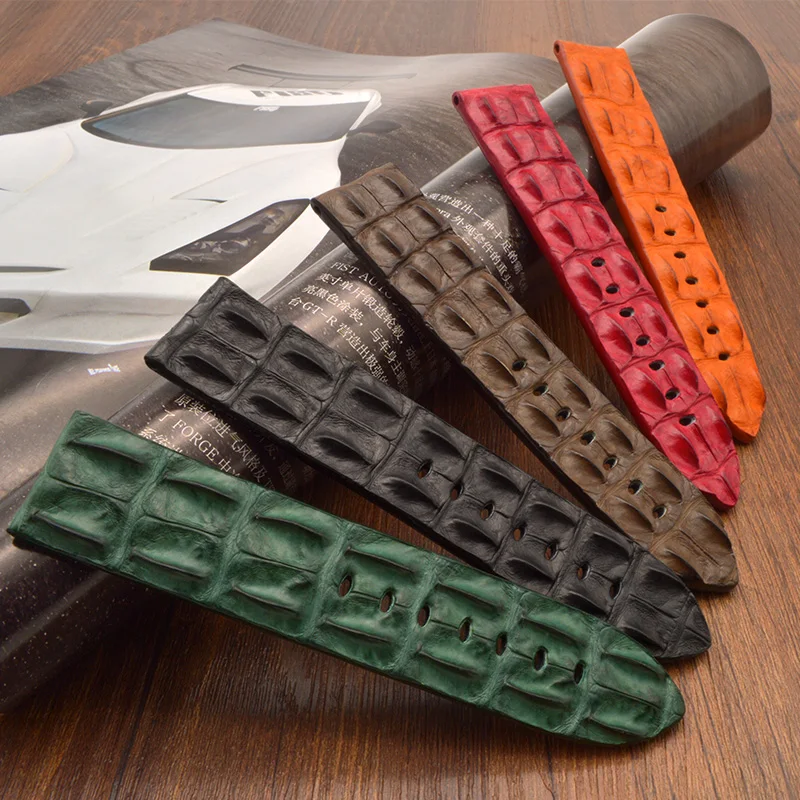 Ремешок мужской из крокодиловой кожи люксовый Модный черный браслет для