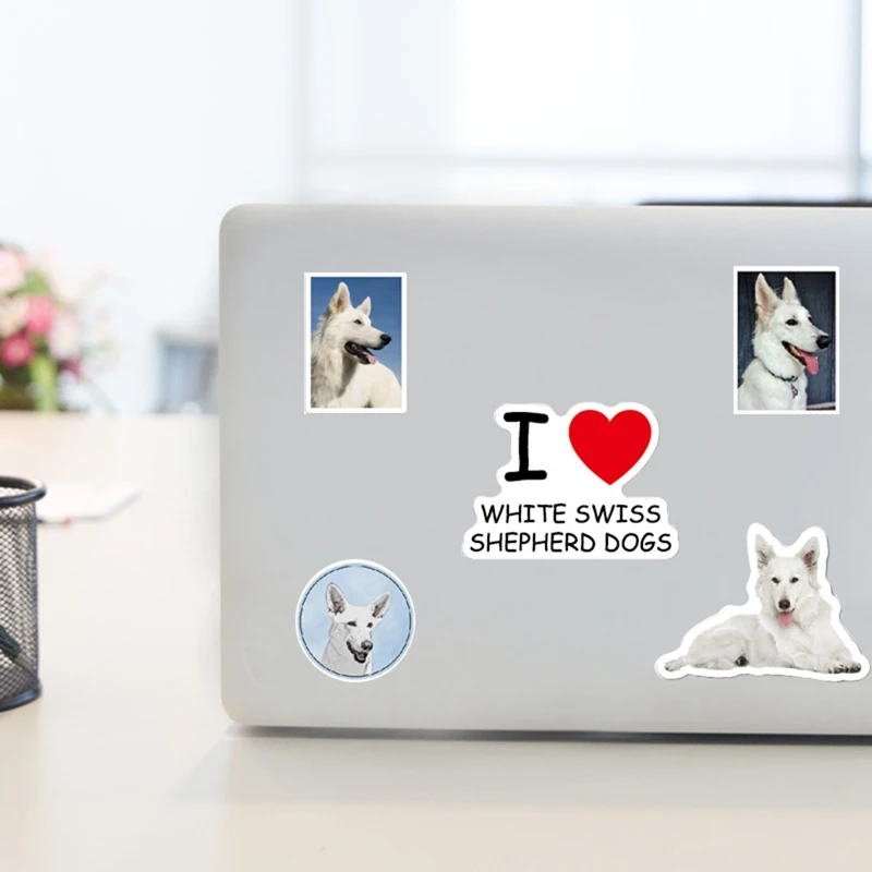 53Pcs Animal Dog White Swiss Shepherd Pet Waterproof Sticker PVC Graffiti For Skateboard Guitar Laptop Cool Decals | Канцтовары для