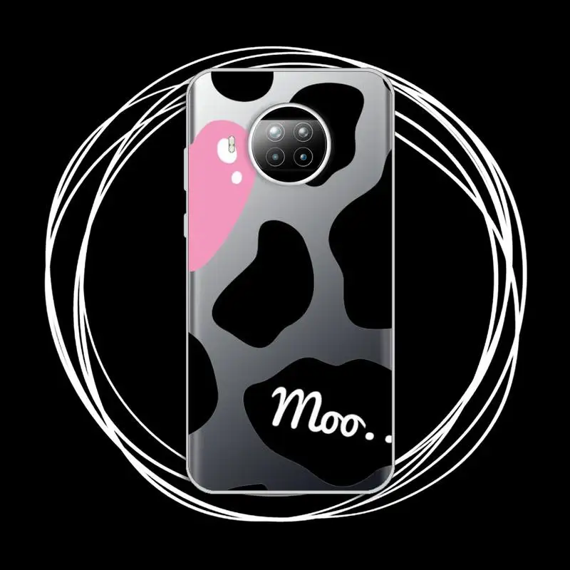 

Phone Case Transparent for Xiaomi mi Redmi note 10 t 8 9 pro lite 11 Samsung S 8 9 10 20 Cow Milk Black White
