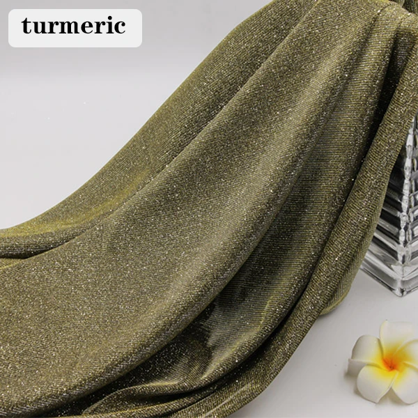 turmeric 140 X 100CM Gradient Dancing Stage Sequin Glitter Fabric African Tissus Patchwork Tulle Weddings Party Decoration Fabrics - Color: turmeric