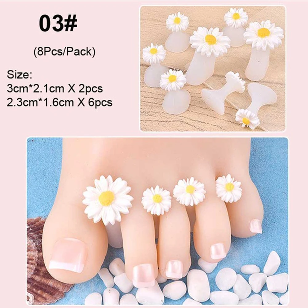 

8 Pcs/set Nail Art Tools Silicone Toe Separator Foot Pads For Home And Salon Application Pedicure DIY Design Manicure Accessory
