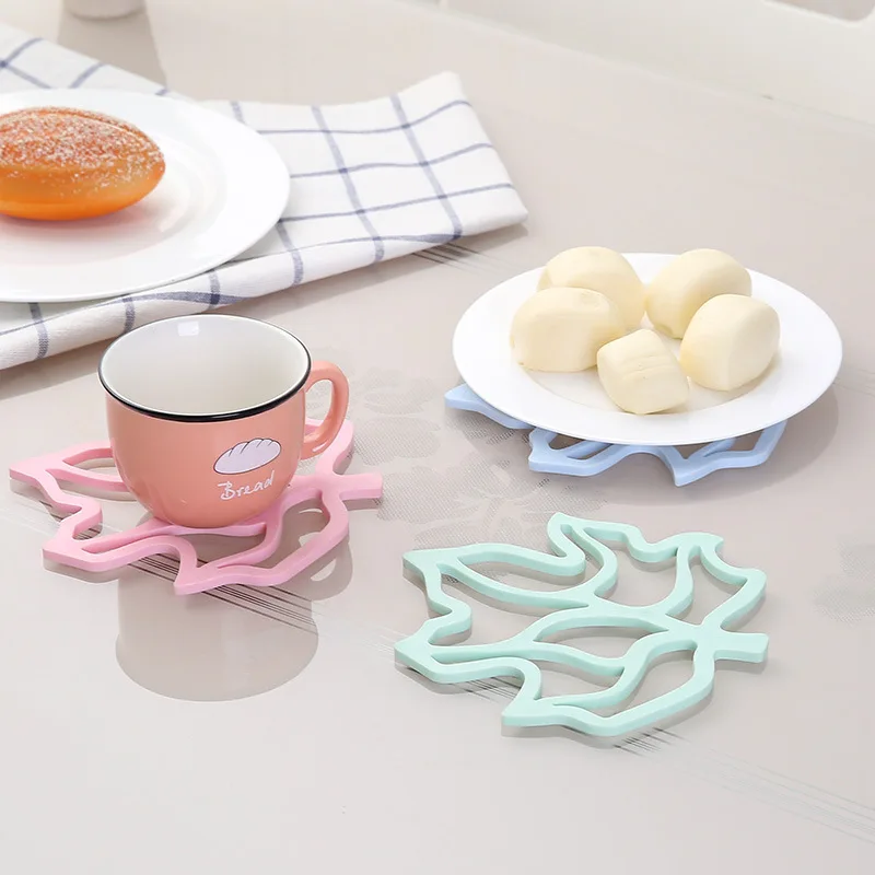 Шикарный кремния подставка Творческий узор в виде кленового листа Кофе