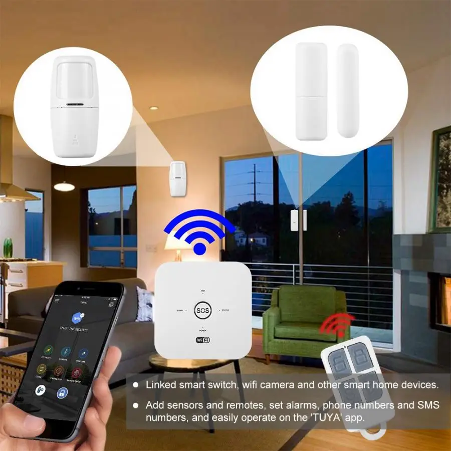 Tuya Smart WI FI GSM домашняя система охранной сигнализации PIR для Alexa Google Assistant 100 240 Valarm