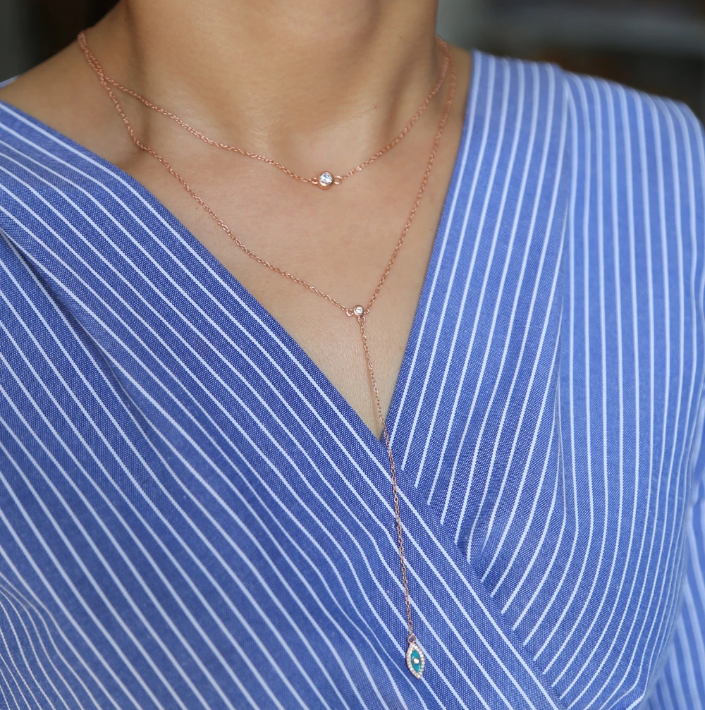 Двухслойное ожерелье чокер модное из стерлингового серебра 925 пробы с символом