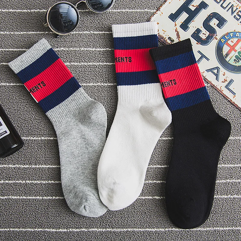 Хлопковые носки для мужчин и женщин с буквами в европейском американском стиле