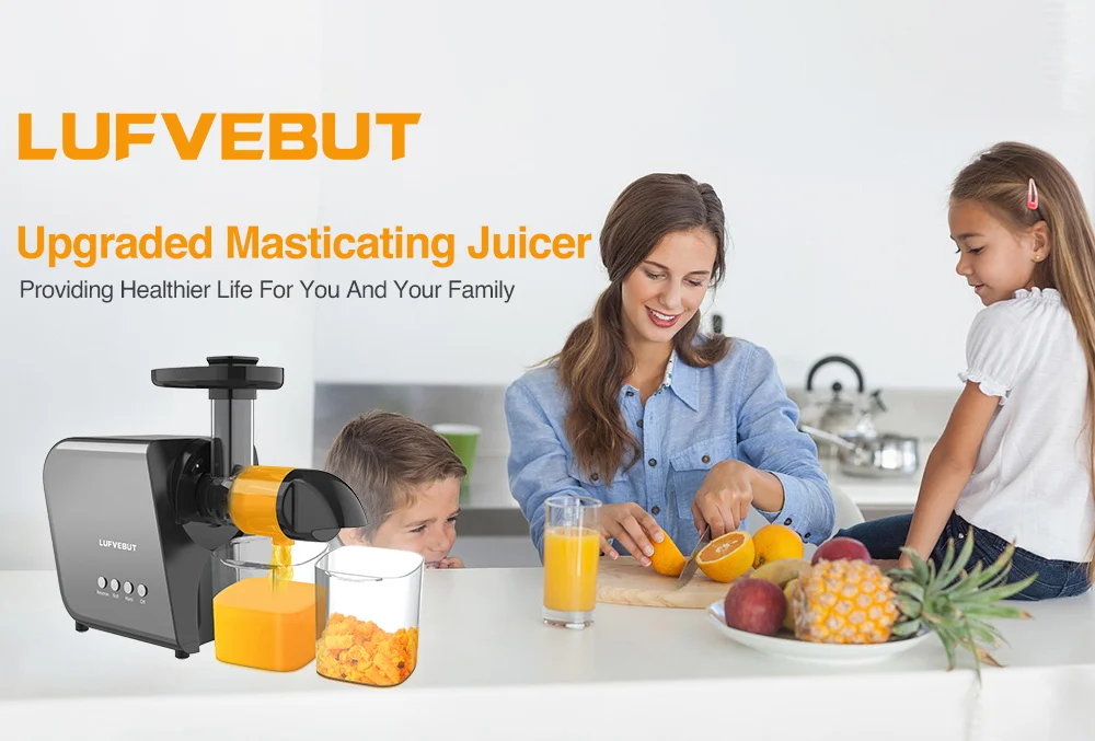 

Home Juicers Fruit Vegetable Slow Masticating Juicer Machines Cold Press High Yield Extractor BPA-Free Quiet Motor Easy Clean