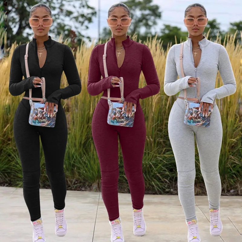 

Ursuper 2021 Autumn and Winter New Women's Clothing Fashion Stand Collar Sexy Tight Sports Two-Piece Tights