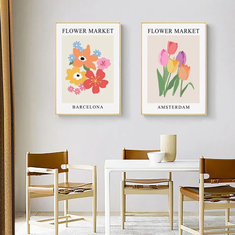 Тюльпан Роза цветочный рынок постеры многоцветный маленький настенный