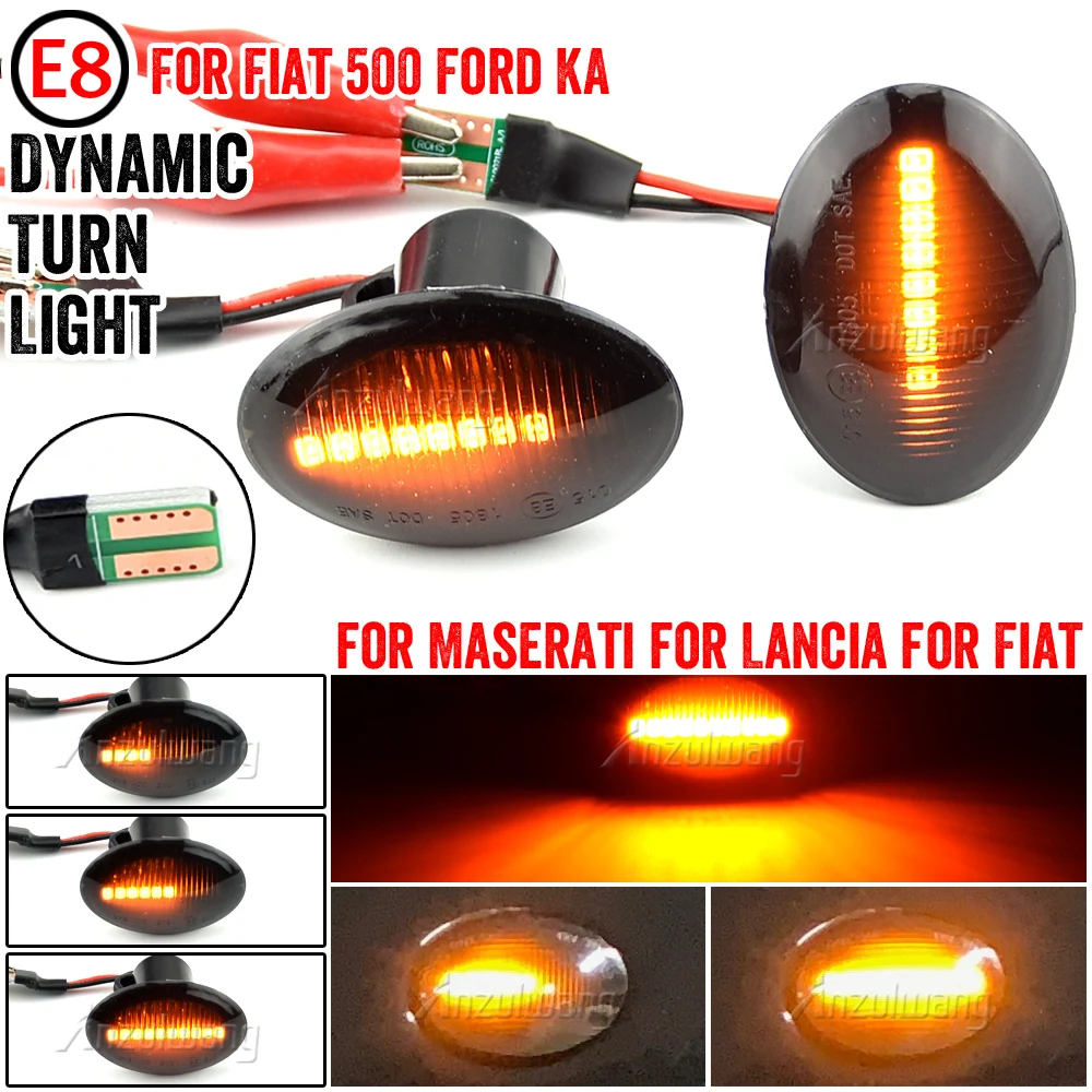 

Автомобильные Боковые габаритные огни, указатели поворота для FIAT 500 500C 500L светодиодный светодиодные динамические лампы T10 для Abarth 500 595 695, освещение для крыла автомобиля, 2 шт.