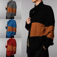 zogaa 2021 autumn and winter new mens cardigan long sleeved stitching knitted jacket to keep warm and personalized streetwear