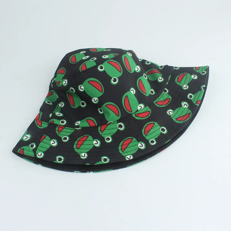 

2021 New Cute Frog Bucket Hat For Women Men Summer Outdoor Reversible Fishing Cap Cartoon Froggy Hat