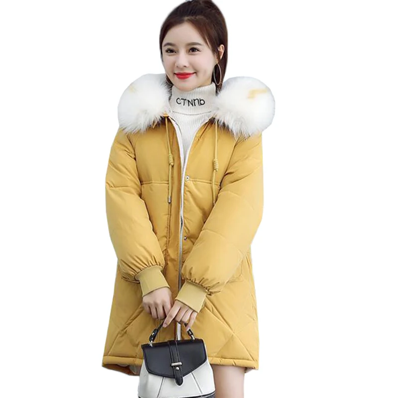 Женская куртка с капюшоном Длинная утепленная парка хлопковой подкладкой