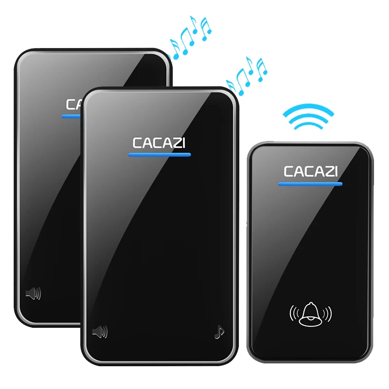 

CACAZI EU US UK Waterproof Doorbell Smart Wireless 48 Chimes 6 Volume Home Ring Call 1 2 LED Door bell Buttons 1 2 3 Receivers