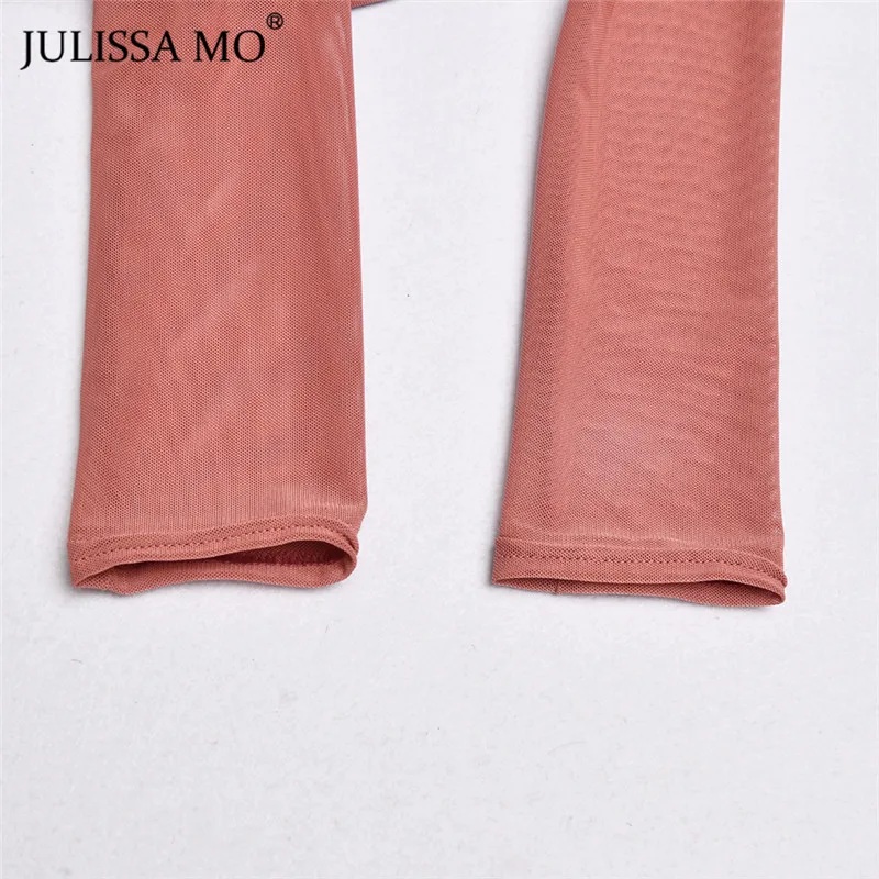 Julissa mo, черный, двойной слой, сетка, сексуальный боди, женские топы, осень, новинка, длинный рукав, средняя талия, боди, для девушек, бодикон, комбинезоны