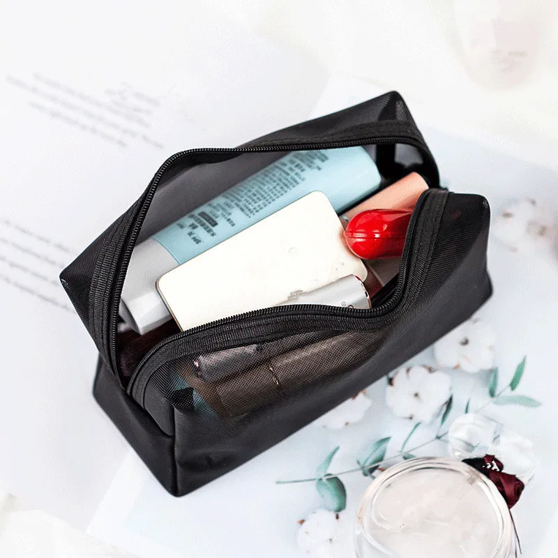 

1PCS Makeup Bag Women Mesh Small Large Clear Transparent Make Up Bag Travel Neceser Toiletry Cosmetic Organizer Bag Pouch Set