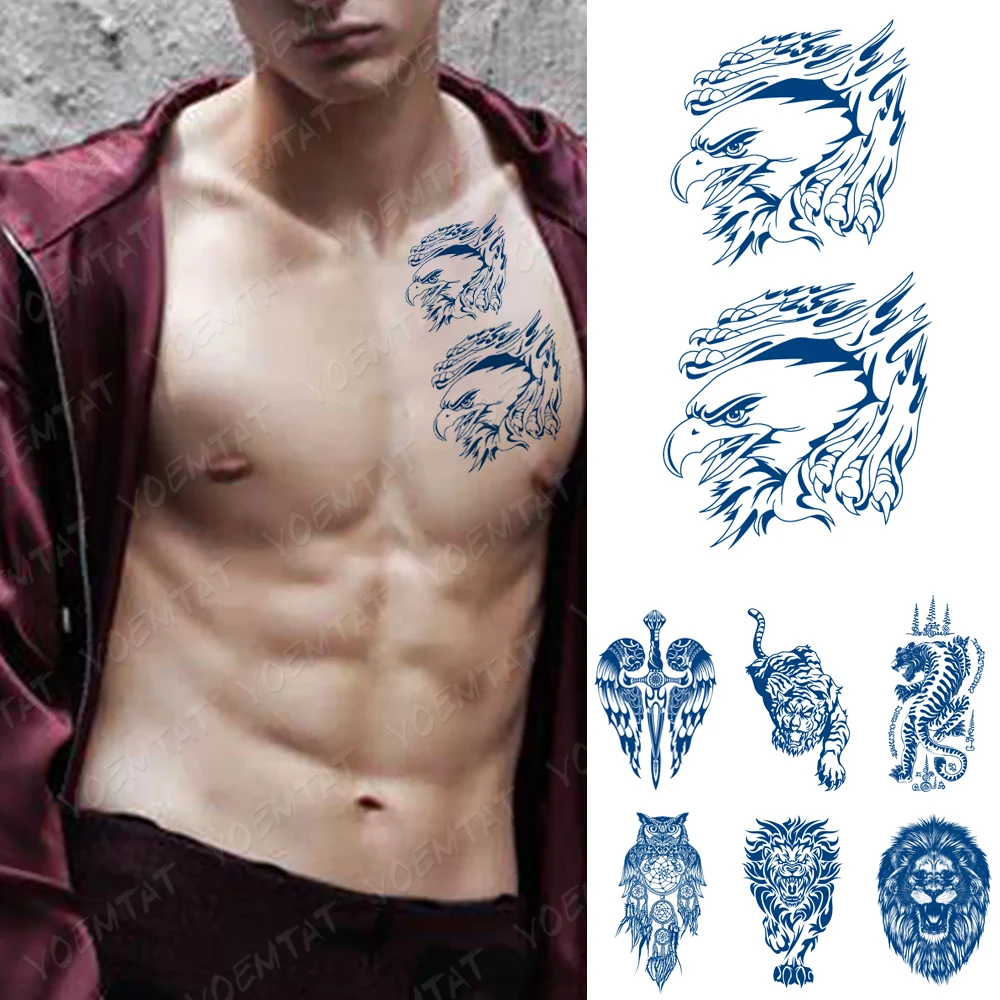 Водостойкая Временная тату наклейка с изображением тигра тотема для рук