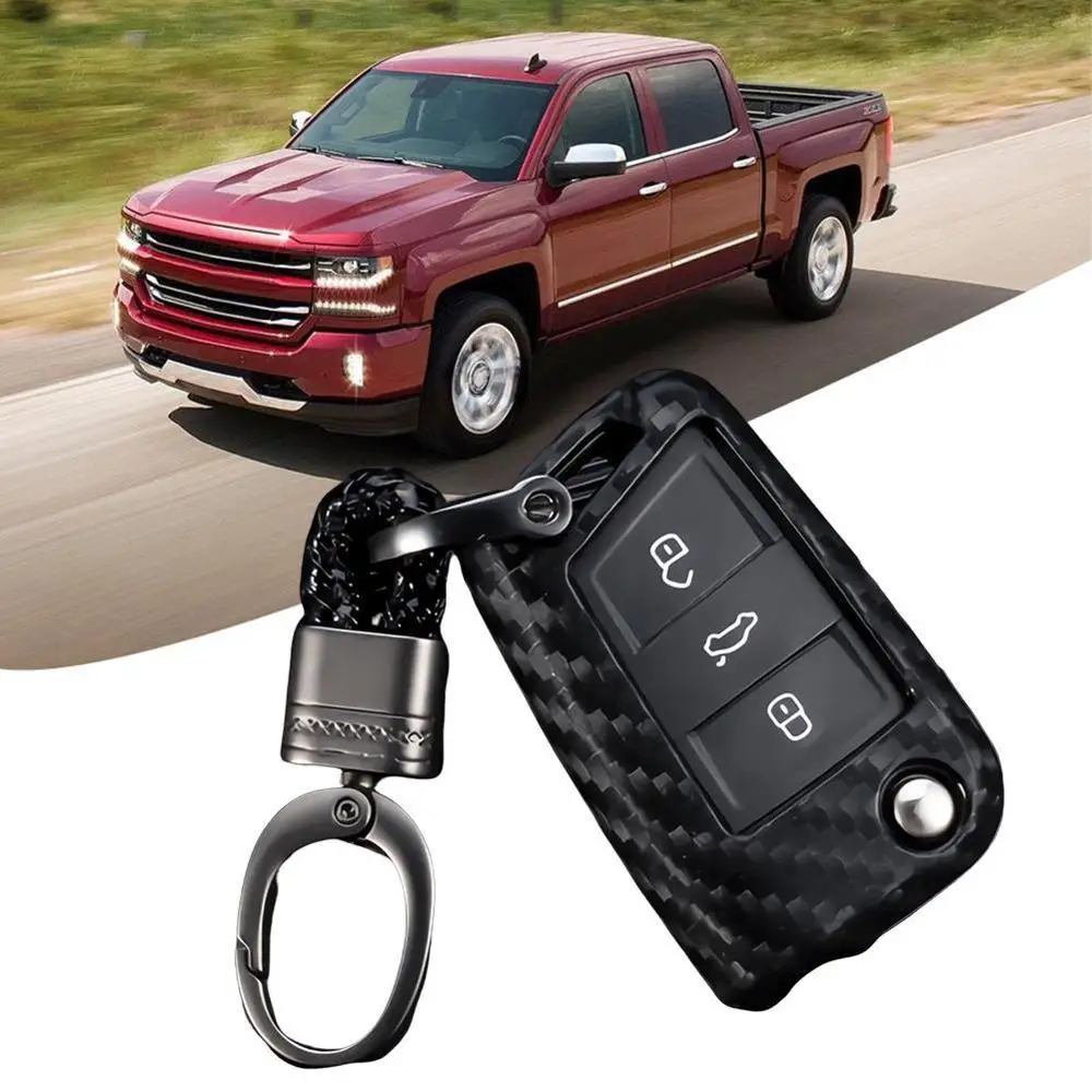 Прочный чехол для автомобильного ключа VW Golf 7 GTI R MK7 Tiguan из углеродного волокна