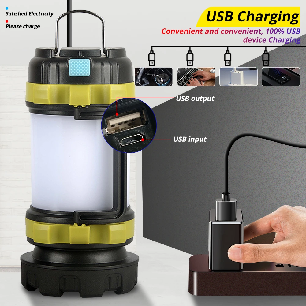 Светодиодный прожектор 10 Вт фонарик для кемпинга портативный с USB фонафонарь со