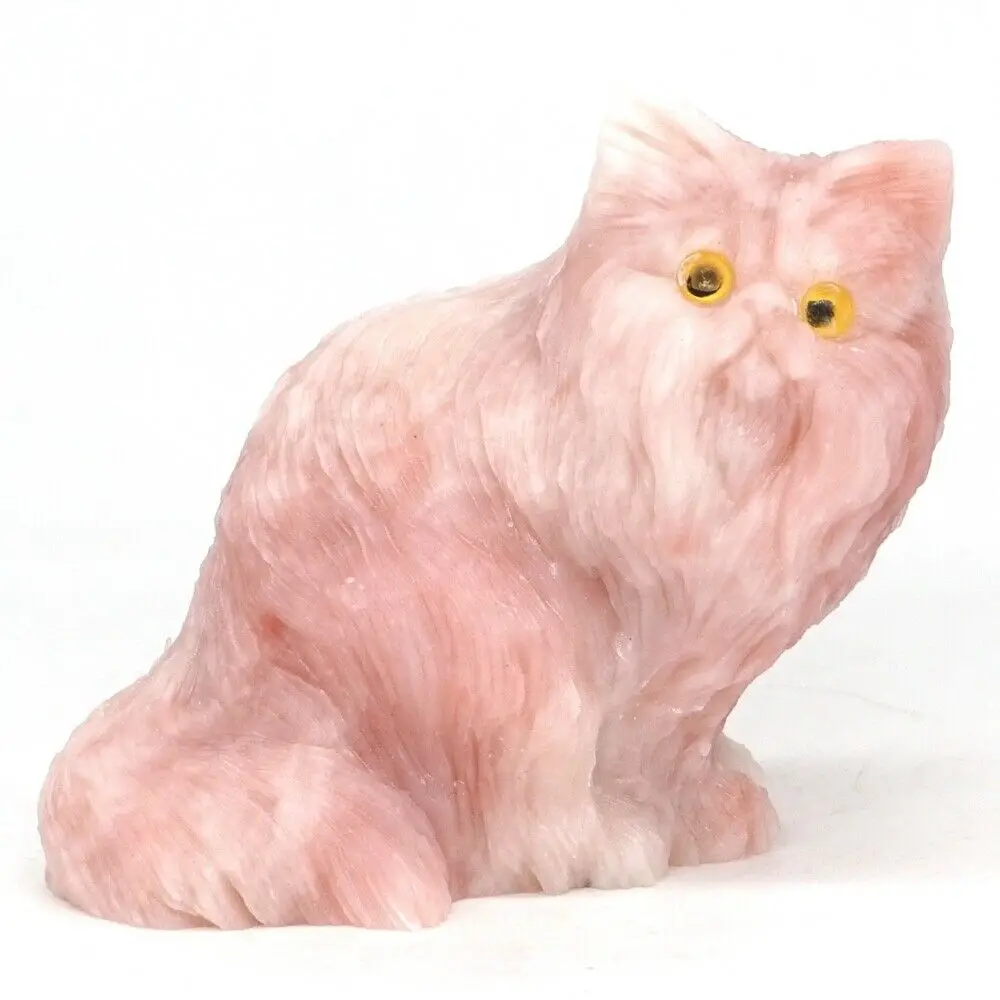 2 6 &quotкошка натуральный драгоценный камень розовый опал резной кристалл фигурка