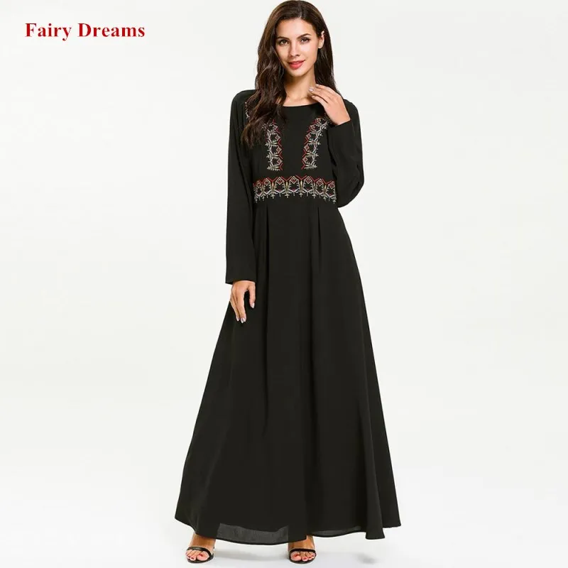 Макси мусульманское платье абайя Черная Женская кимоно турецкий Дубай Кафтан