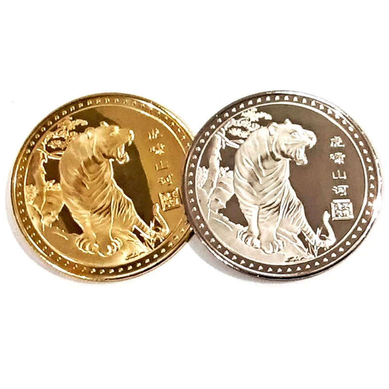 

Памятные монеты 2022 года в китайском новогоднем стиле с изображением тигра, коллекционные биметаллические монеты, украшение, подарок на ден...