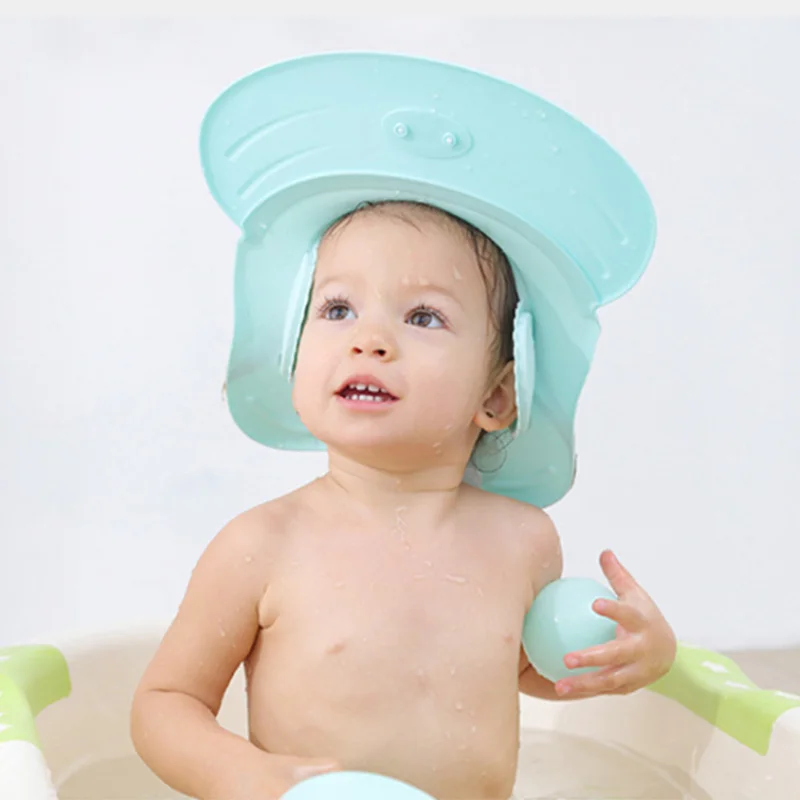 

Adjustable Silicone Baby Shower Cap Kids Bath Visor Hat Protect Eyes ears Hair Wash Shield for Children Waterproof Cap