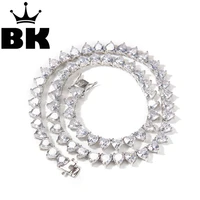 4mm heart claw inlay cubic zircon tennis lovely iced out hip hop mens bling bling pnik stone tennis necklace 18inch 20inch24inch