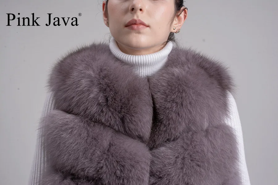 Розовый java QC8049, новинка, женский жилет из натурального Лисьего меха, Высококачественный меховой жилет,, модное толстое меховое пальто