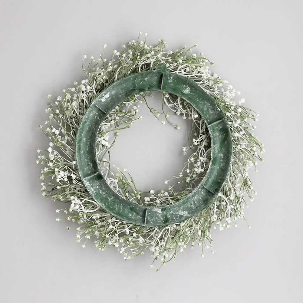 

Artificial Babysbreath Wreath Garland for Party Weddings Front Door Decoration