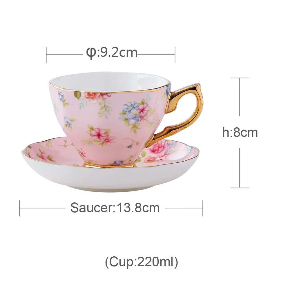 

Pastoral Bone China Coffee Cups And Saucers 220ml Tea Set Espresso Cup Latte Porcelain Mugs Coffeeware For Home Office Wedding
