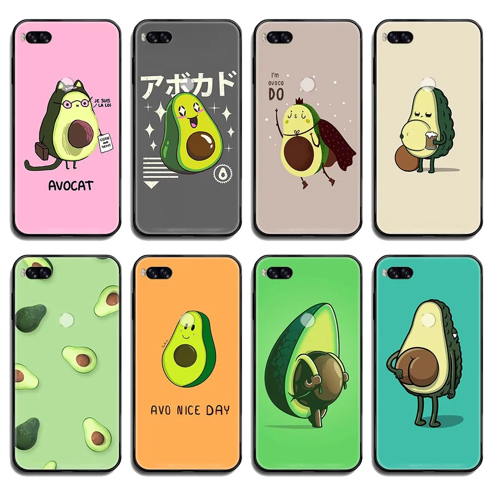 Фрукты зеленый авокадо мягкий водонепроницаемый черный чехол для телефона