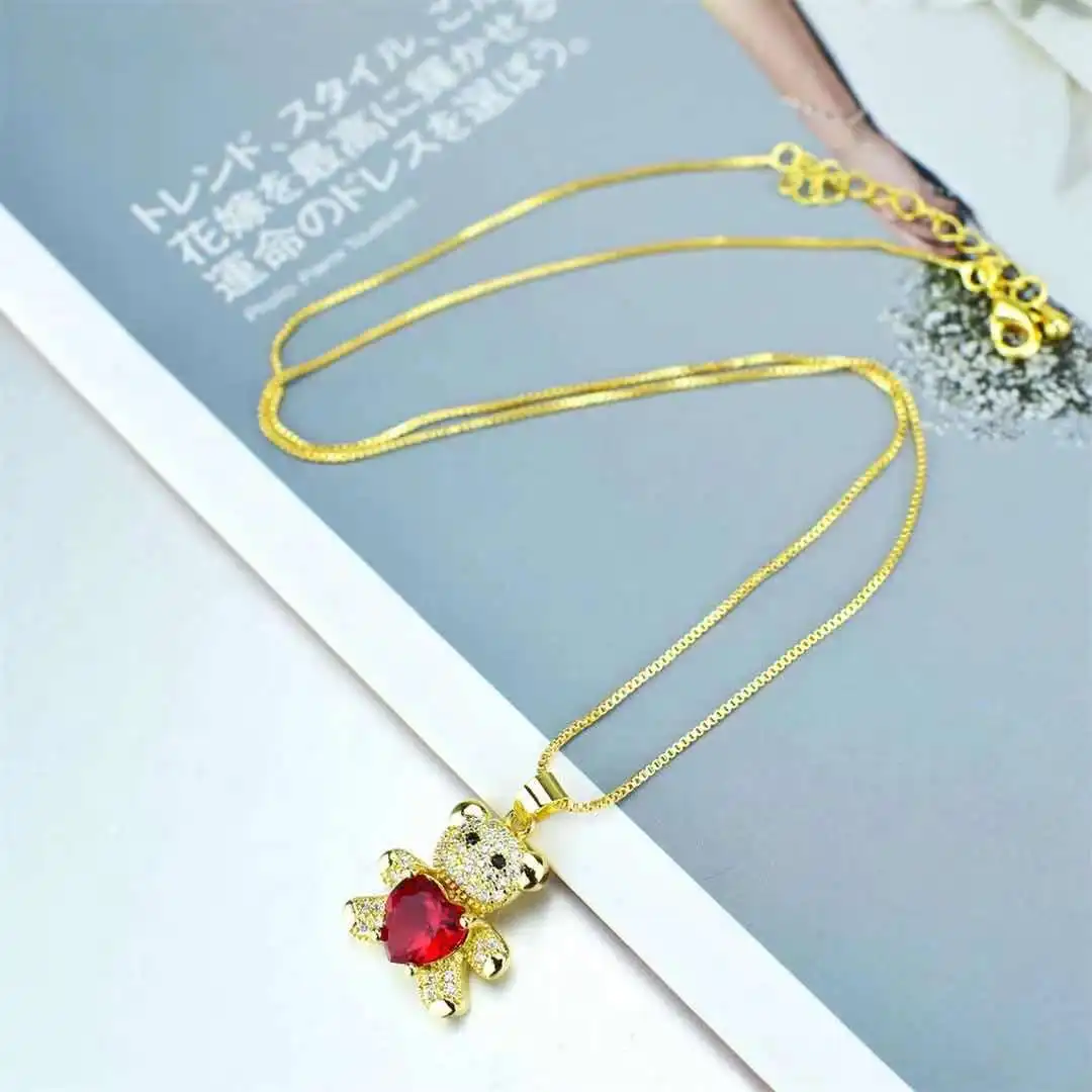 Женский кулон в виде медведя из циркония европейском и американском стиле |