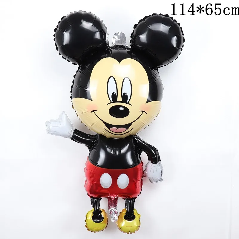 as picture 2 шт. 110 см гигантские фольгированные шары с Микки и Минни Маус, красные желтые шары с бантом, детские украшения для дня рождения - Цвет: as picture