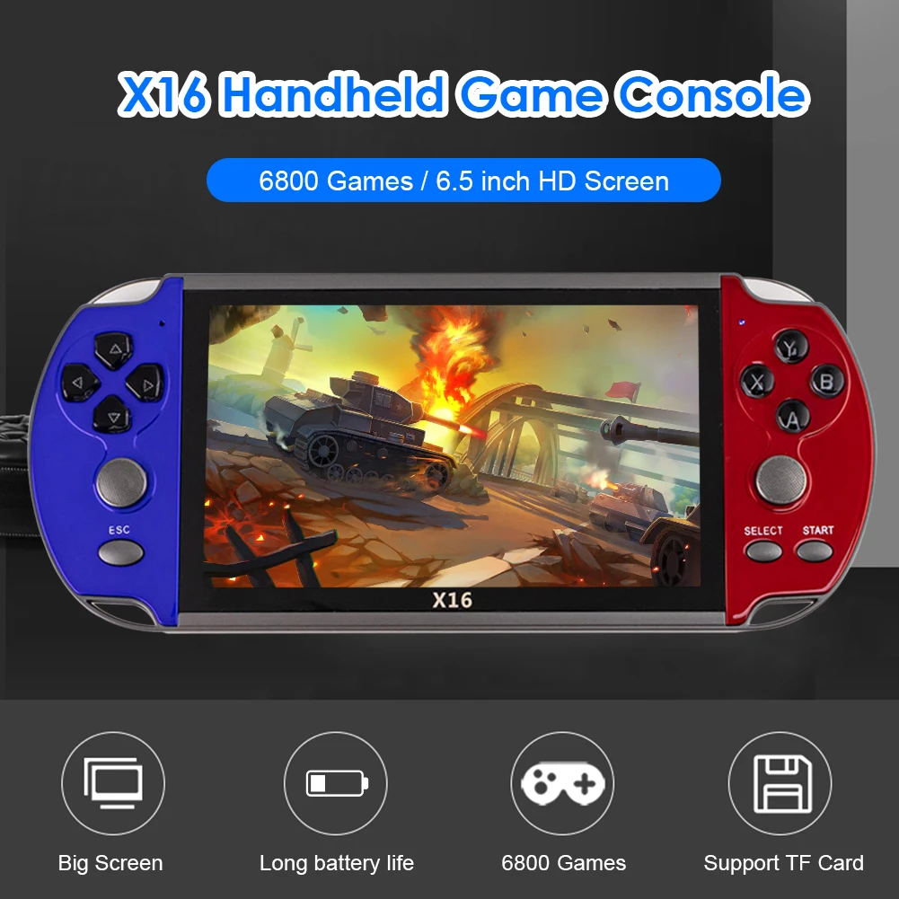 Карманная игровая консоль X16 6 5 дюйма 8 ГБ стандартная для детей подарок со