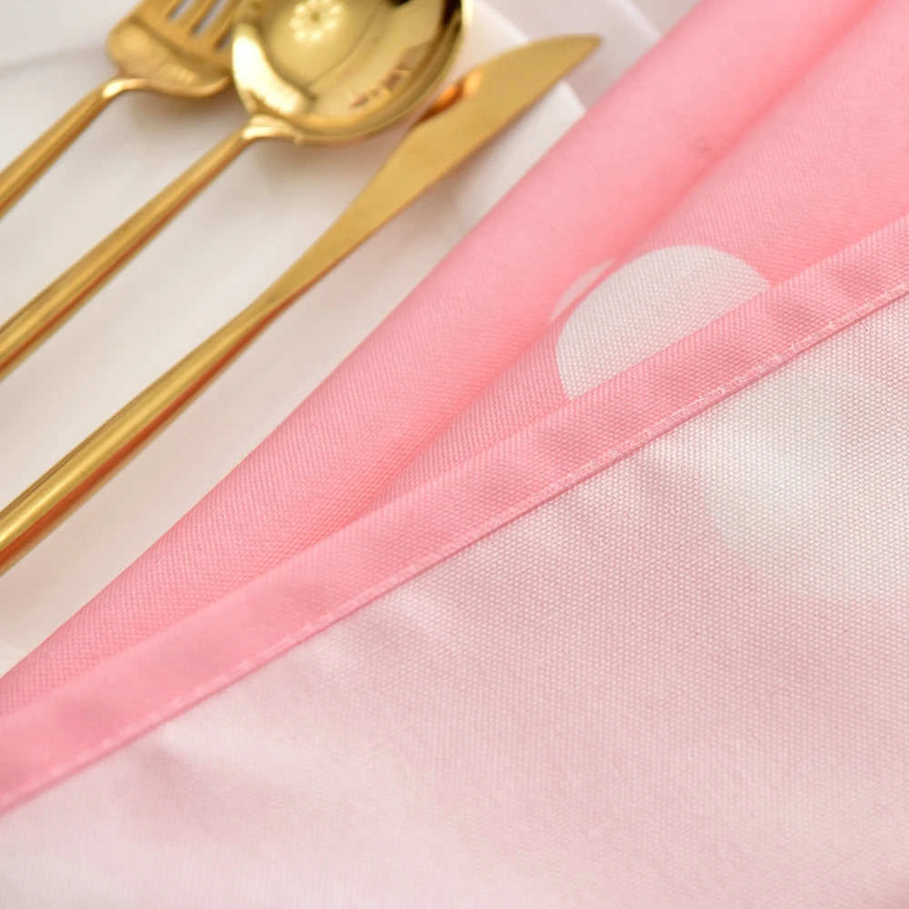 Корейская скатерть в розовый горошек с принтом на день рождения льняная