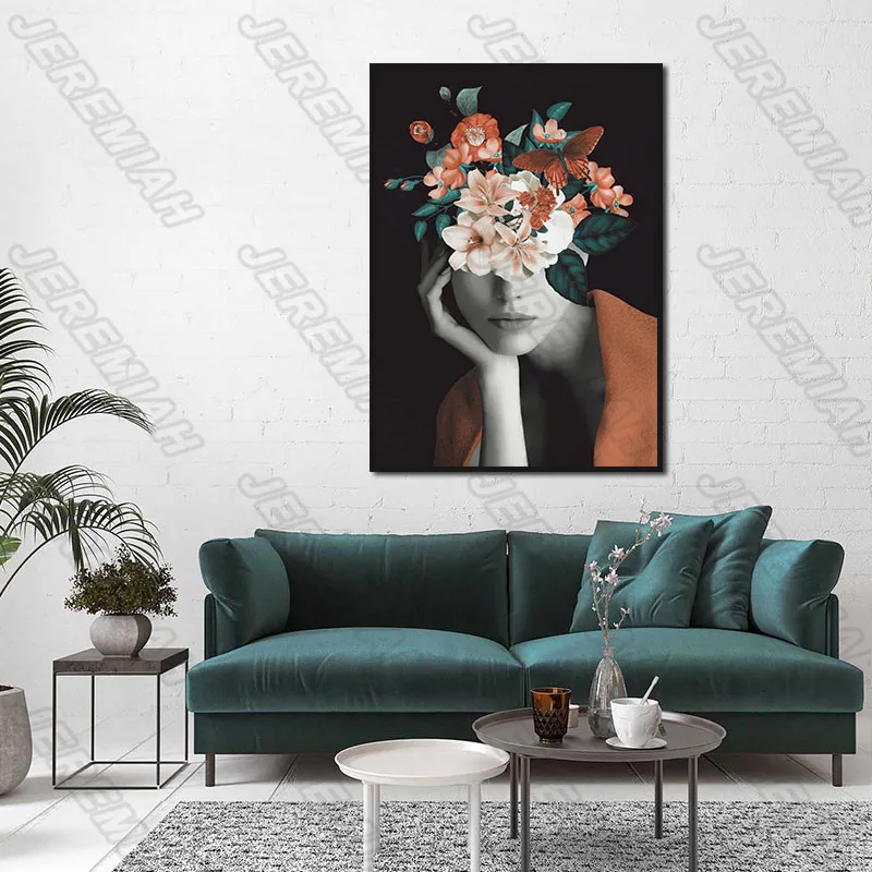 

Garland and Beauty Combination Poster Nordic Style Wall Art Canvas Print Painting Modern Living Room Decoration