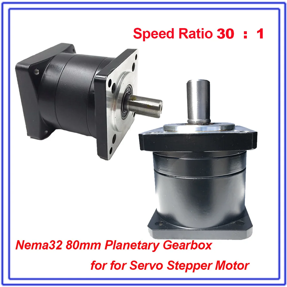 

Ratio 30 :1 Planetary Gearbox Nema32 80mm Speed Reducer Shaft 19mm Carbon steel Gear for Servo Stepper Motor