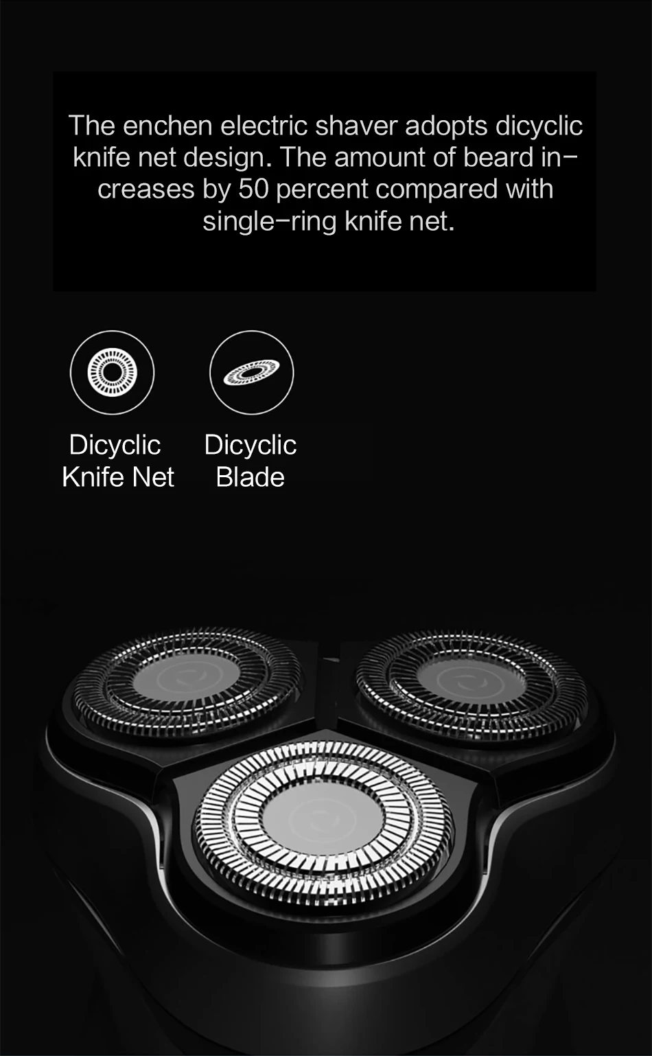 Xiaomi Enchen 3D электробритва с черным камнем для мужчин триммер для бороды Триммер для волос usb type-C перезаряжаемый бритвенный станок с одним лезвием