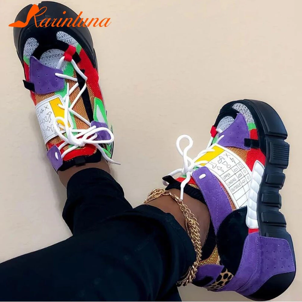 

Karinluna Big size 43 Brand INS Hot 2020 mixed colors Fashion Leisure Height Increased Sneakers Women Vulcanize Shoes