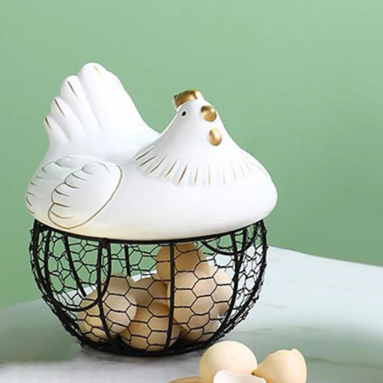 

Metal Egg Organizer Storage Basket Egg Basket Fruit Container Box Ceramic Wicker Baskets Decorative Kitchen Basket Egg Storage