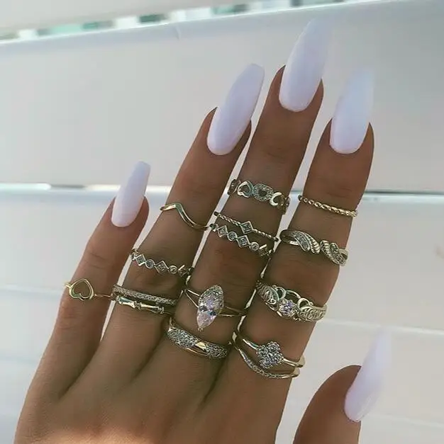 Docona марочные кольца миди с золотым сердцем и кристаллами набор колец для женщин