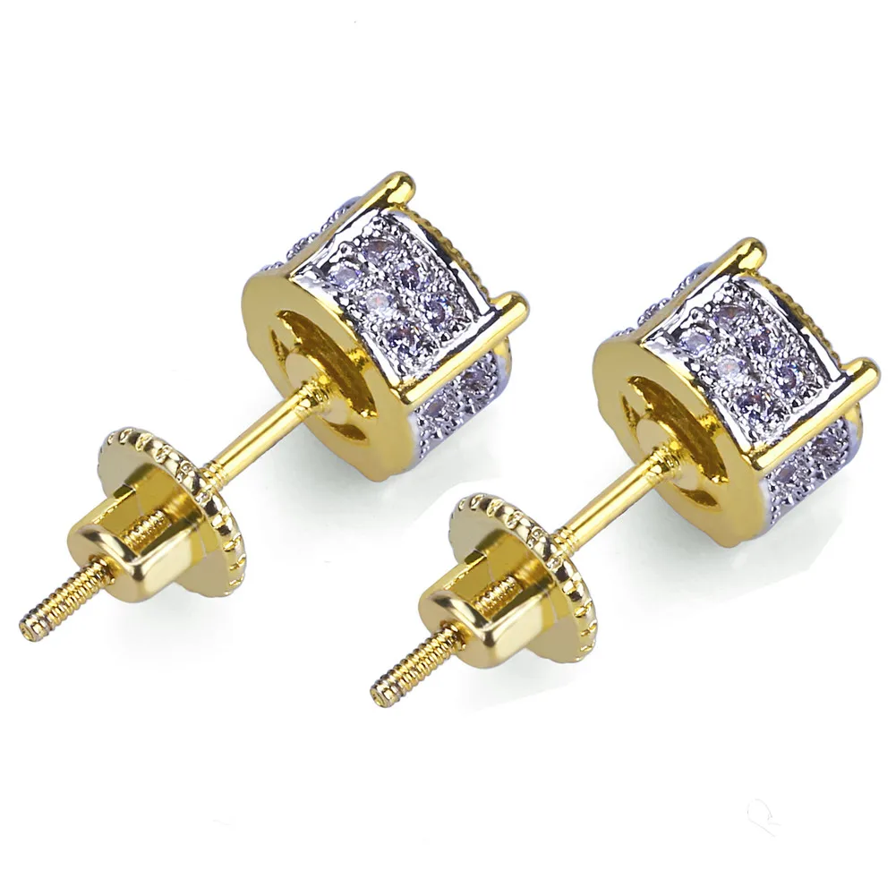 Хип хоп ювелирные изделия Iced Out CZ Lab серьги гвоздики с закручивающаяся задняя