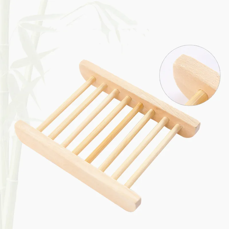 

New Natural Wooden Bamboo Soap Dishes Tray Holder Storage Soap Rack Plate Box Container Portable Bathroom Soap Dish Storage Box